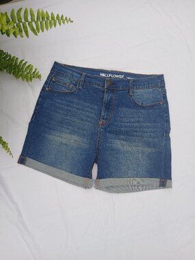 Wallflower High Rise Indigo Rolled Cuff Denim Shorts